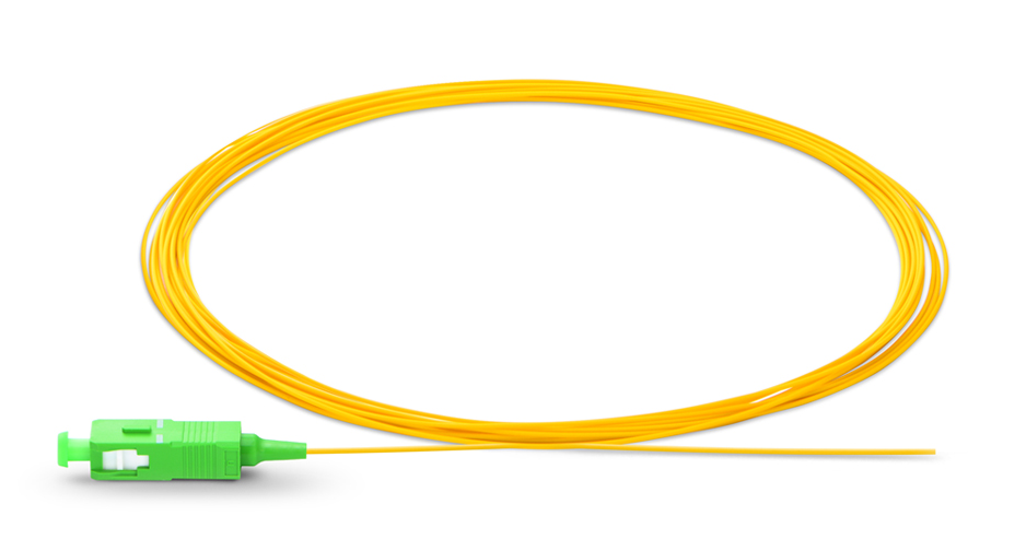 SC APC Simplex OS2 Single Mode PVC (OFNR) 0.9mm Fiber Optic Pigtail