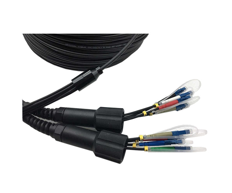 8-core 100¡ìT G657A1 Singlemode LC UPC to PDLC UPC Outdoor DVI Waterproof Armored Fiber Optic Patch Cord